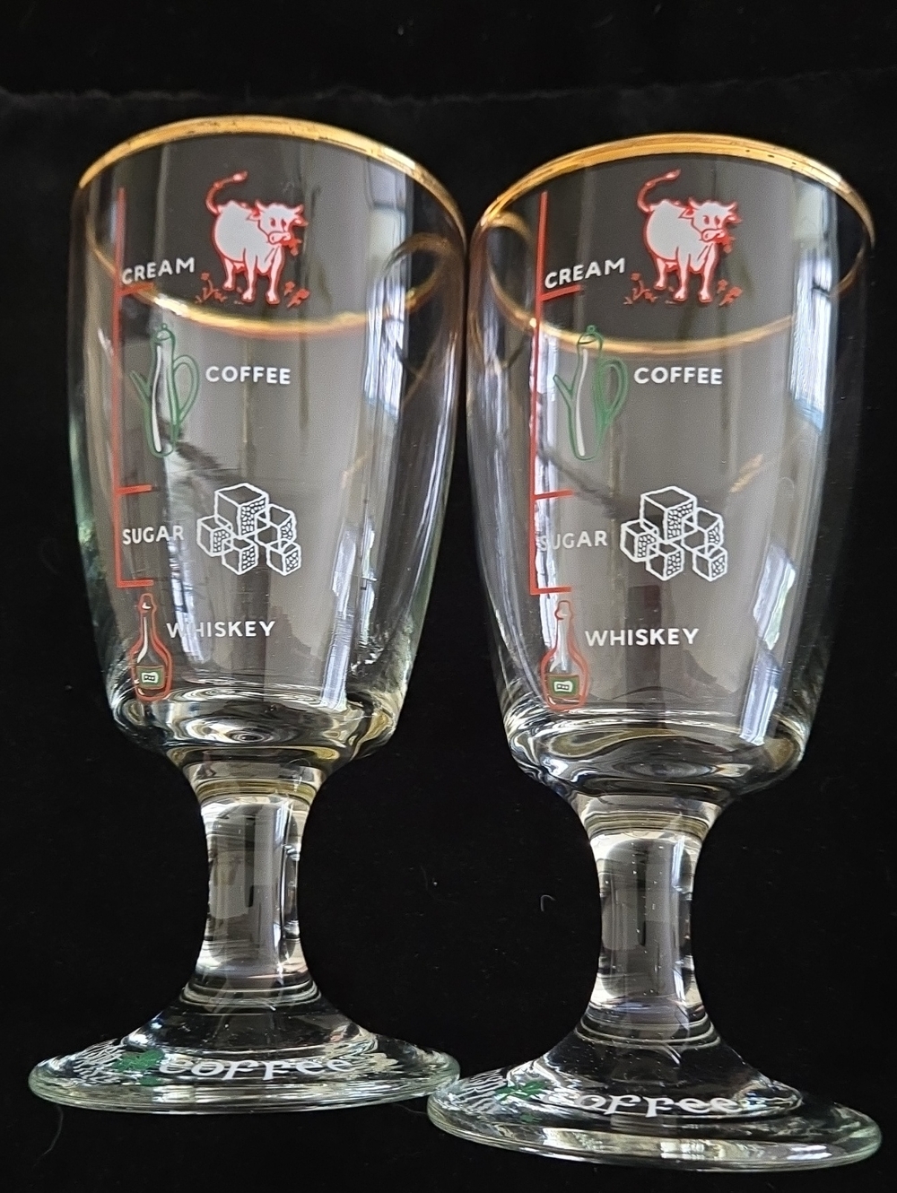 Vintage Irish Coffee Recipe Glasses
